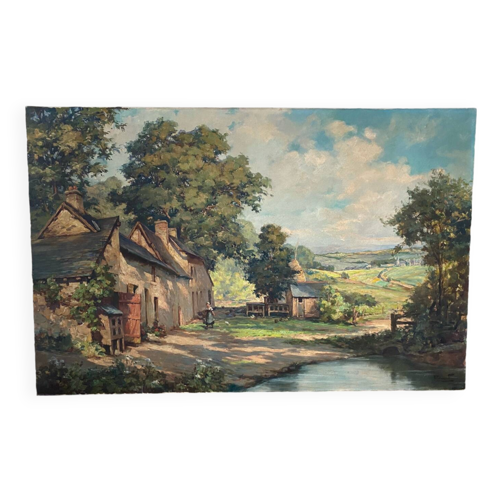 Farm landscape signed 19th-20th century