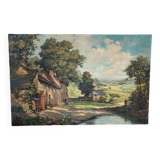 Paysage de ferme signé XIX-XXEME siècle