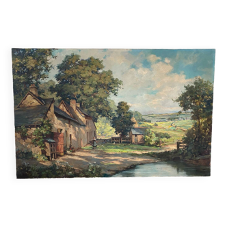 Farm landscape signed 19th-20th century