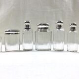 Set of crystal and silver vials