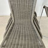 Lot de 8 chaises tubulaire design Tecta style bauhaus métal et cannage gris vintage année 80