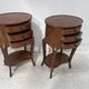 Pair of small kidney-shaped commodes in marquetry veneer, 20th century.
