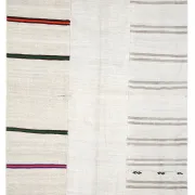 Off White & Cream Mid Century Modern Kilim Rug, Bohemian Living Room Carpet