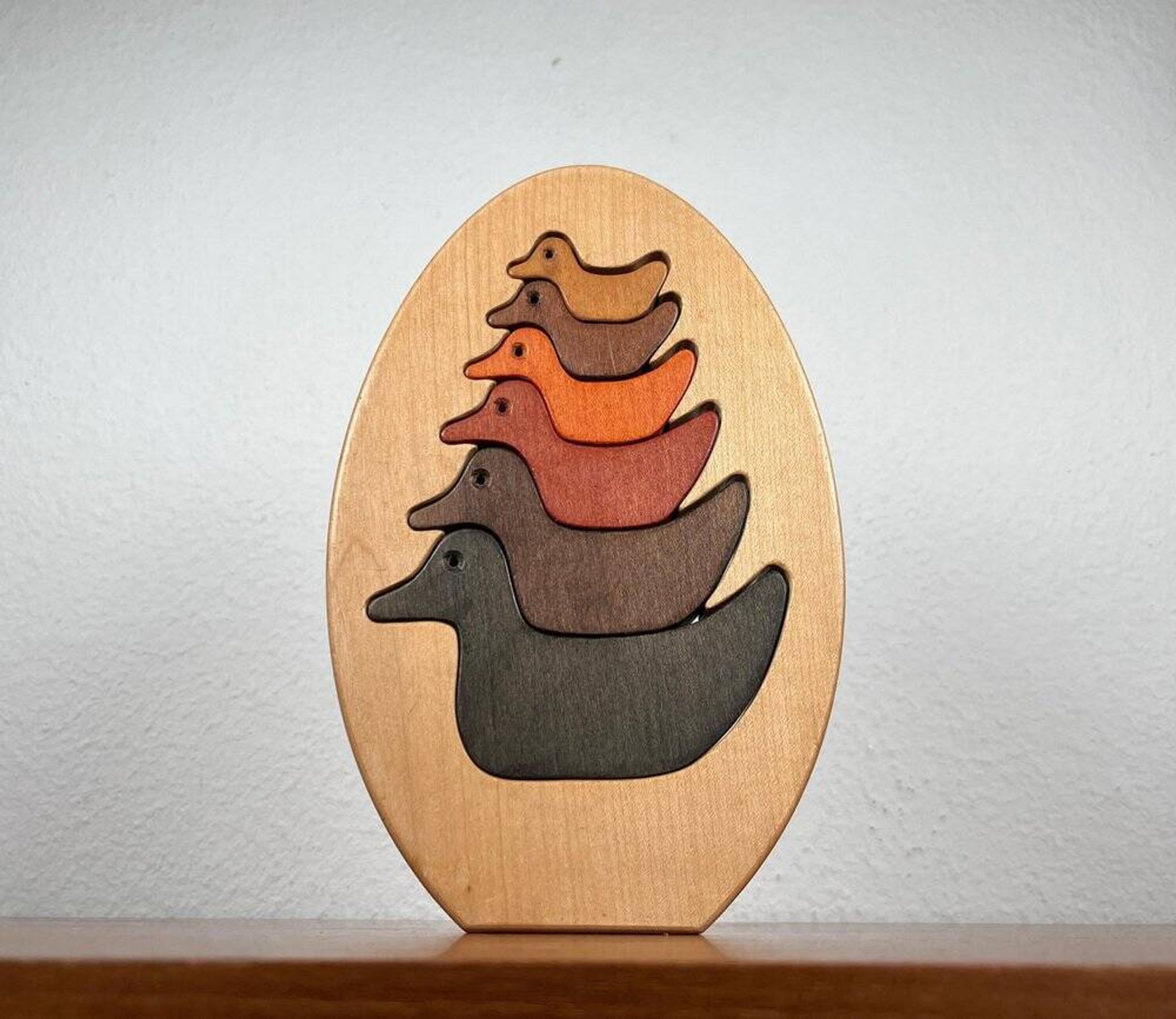Puzzle en bois vintage avec figurines de canards