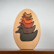Puzzle en bois vintage avec figurines de canards