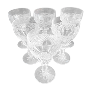 6 verres à pied à vin - eau cristal