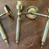 Brass and opaline torchiere appliques