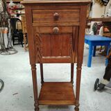 Antique bedside table in solid wood and marble – 19th century