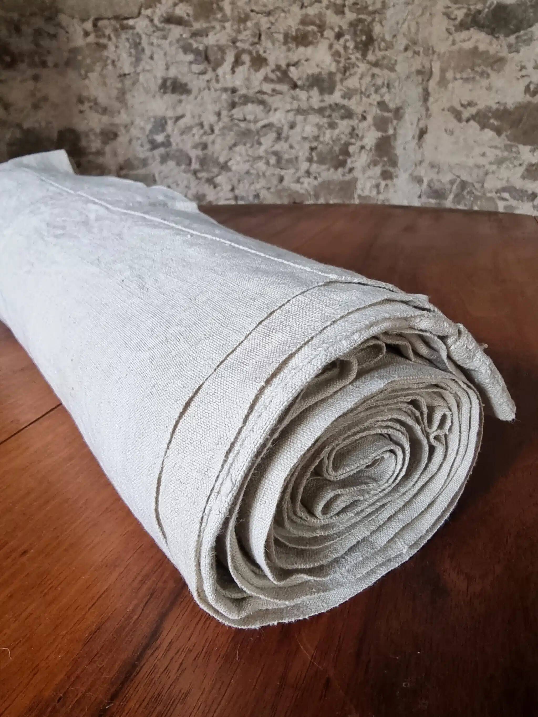 Antique French hand-woven sheet – Natural linen, early 20th century, 210 × 280 cm, 2 kg