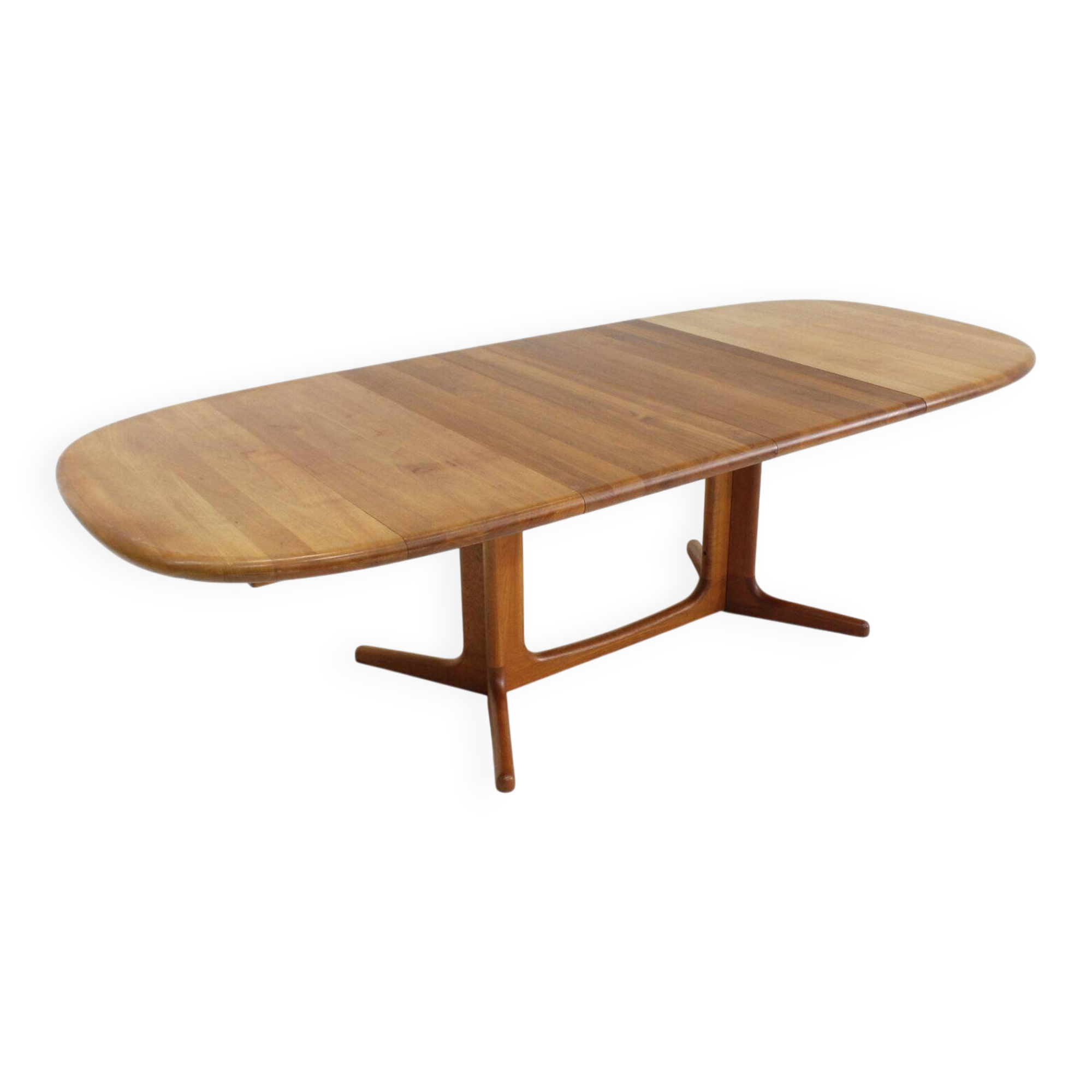 Vintage Glostrup Danish oval extendable dining table solid teak 1960s