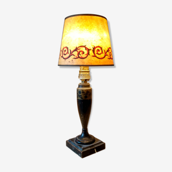 Lampe de chevet en bois tourné peint  style art déco