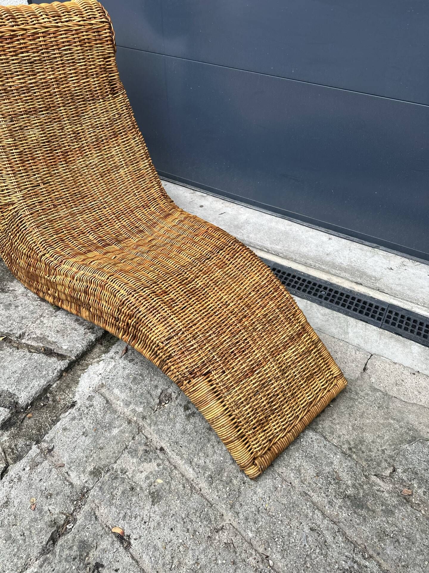 Vintage rattan deckchair