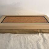 Rectangular mother-of-pearl and brass storage box 1970