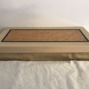 Rectangular mother-of-pearl and brass storage box 1970