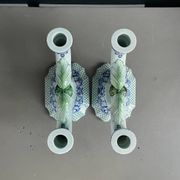 Pair of Gien earthenware candlesticks - lamp bases - Ref 1170
