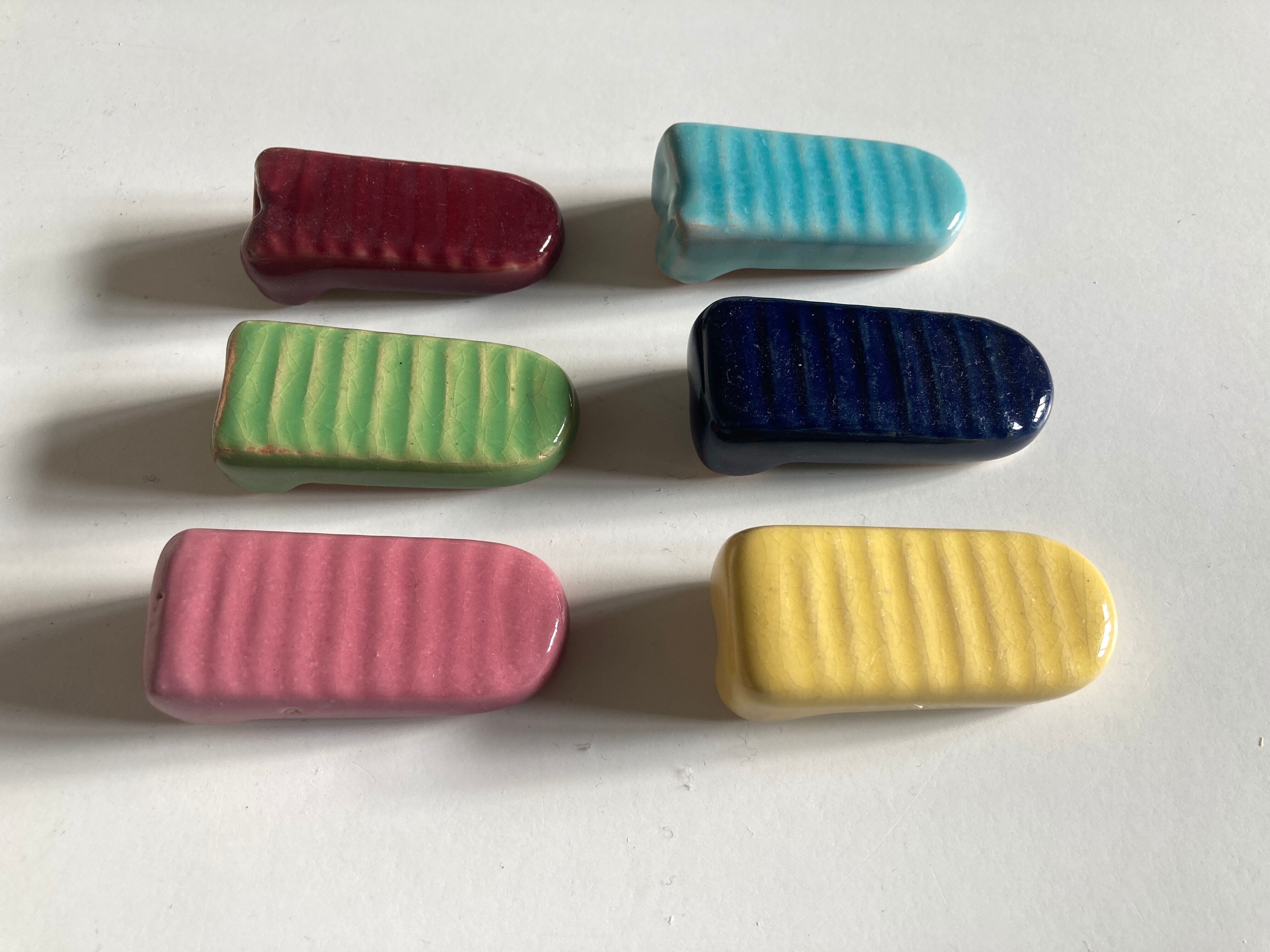 Set of 6 door knives in varnished earth 1960