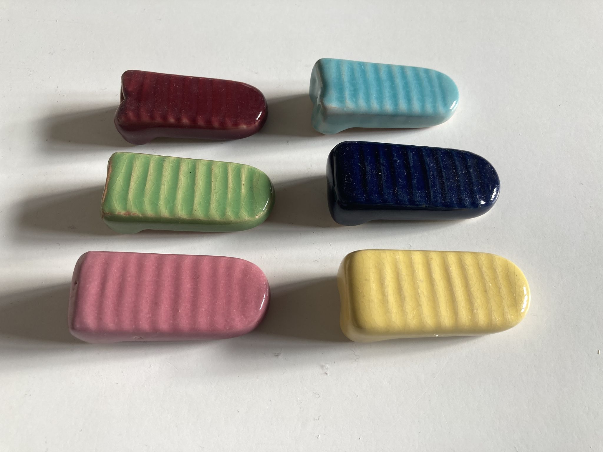 Set of 6 door knives in varnished earth 1960