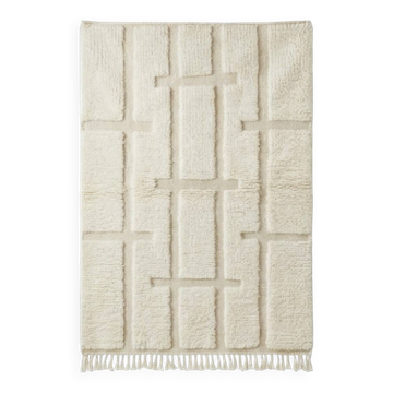 Tapis berbère à motif graphique blanc