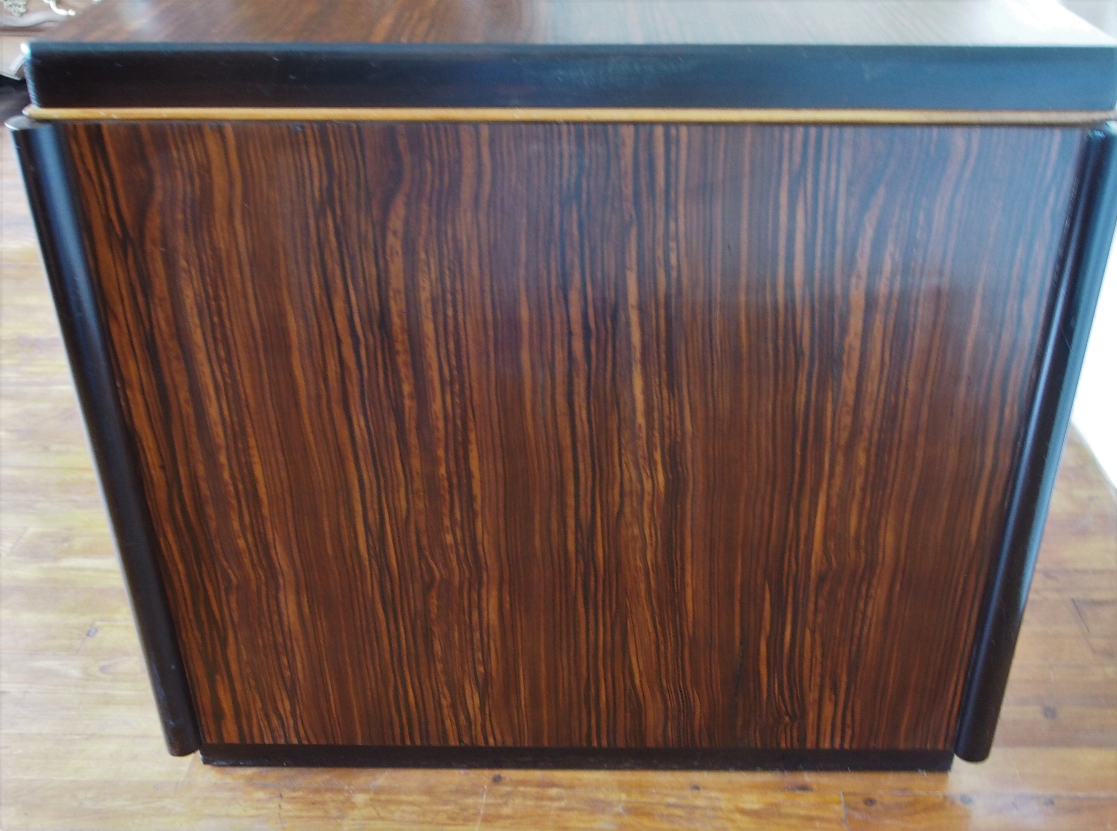 Double-sided Art Deco desk in macassar ebony and blackened wood