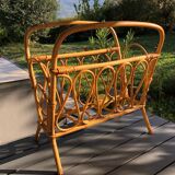 Vintage rattan magazine rack