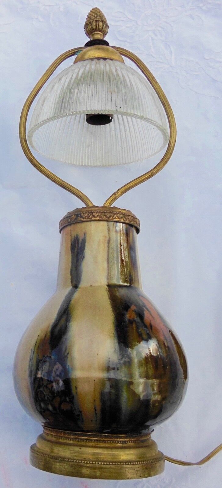 Lamp flamed decoration by Jean Langlade - Puisaye sandstone