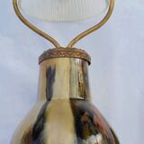 Lampe décor flammé de Jean Langlade en grès du Puisaye