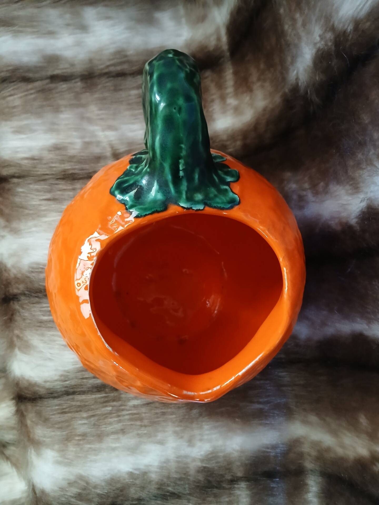 Jug / Carafe in orange barbotine shape