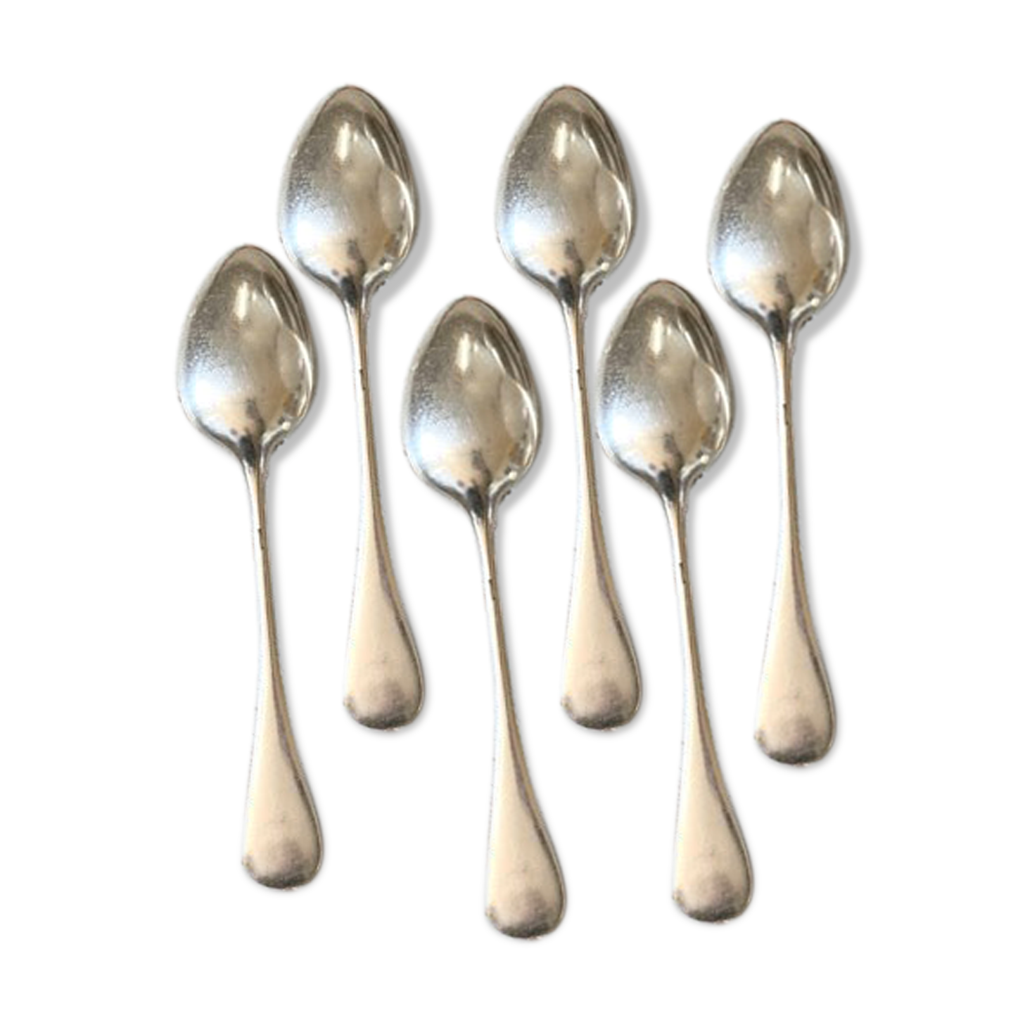 Series of 6 large silver metal spoons