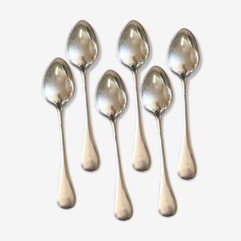 Series of 6 large silver metal spoons