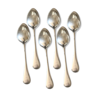Series of 6 large silver metal spoons