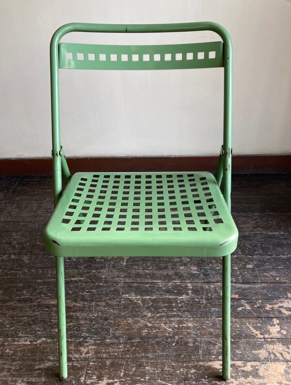 Chaise de jardin en tôle perforée 1950