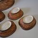 Very nice fruit service in the shape of walnut shells in very good condition.