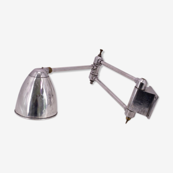 Aluminium and brass articulated wall light with two arms and day offal