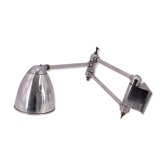 Aluminium and brass articulated wall light with two arms and day offal