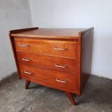 Commode chêne  pied compas, vintage reconstruction