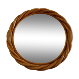 Woven rattan round mirror 45cm