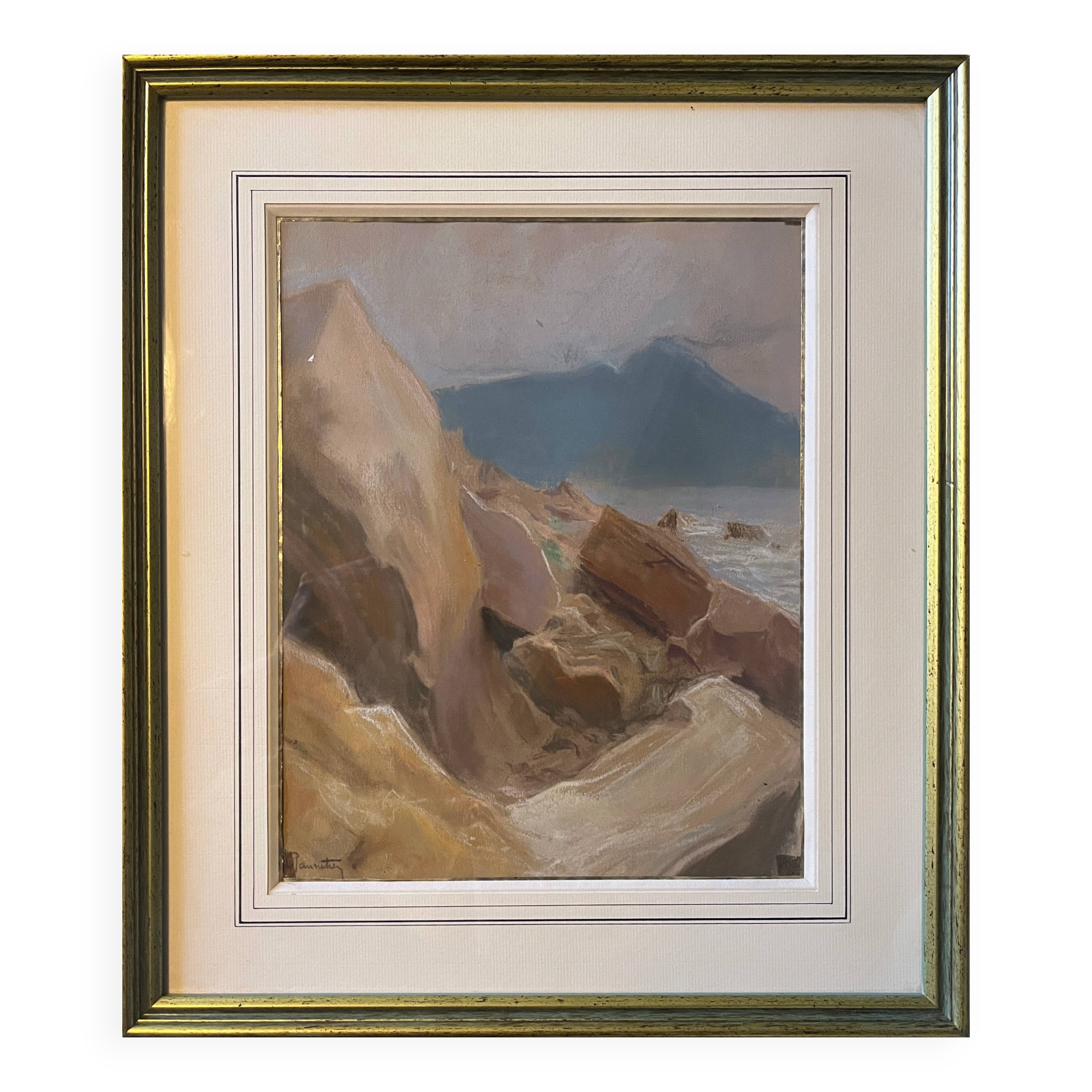 Tableau Pastel Ed. Pannetier (1884-1965) Marine