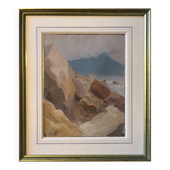 Tableau Pastel Ed. Pannetier (1884-1965) Marine