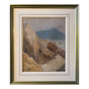 Pastel Painting Ed. Pannetier (1884-1965) Navy