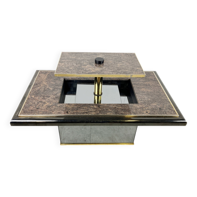 Table basse bar cachée vintage par Fedam, années 1980