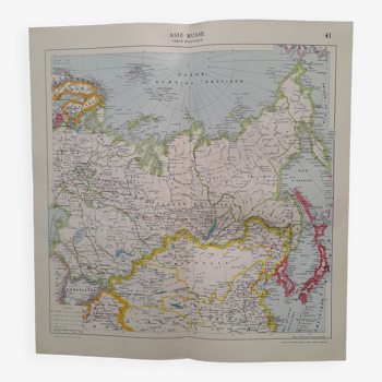 A geographical map from Atlas Quillet year 1925 map: Asia and Russia political map