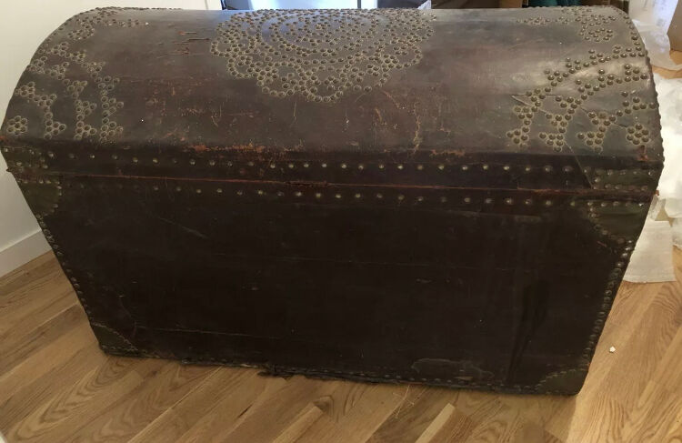 Old 18th century case in studded leather