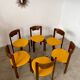 Set of 6 Scandinavian style chairs Girsberger 70s vintage solid wood mustard yellow