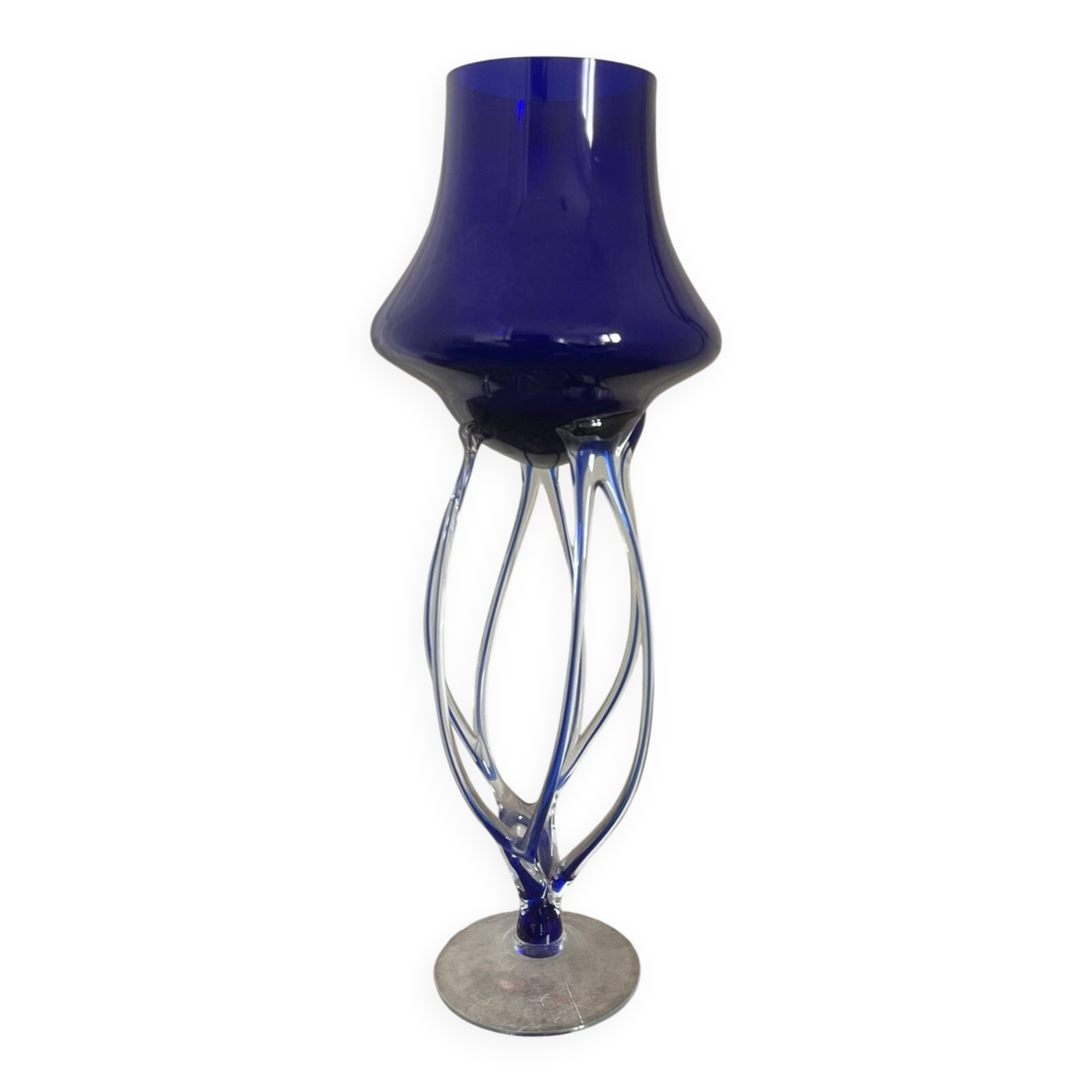 Ancient Medusa Cobalt Blue Cup Vase Jozefina Krosno Octopus Blown Glass