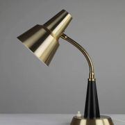 Table / Desk Lamp Model 600/5 by Gemi — Swedish Modernism in Black & Brass, 1960s