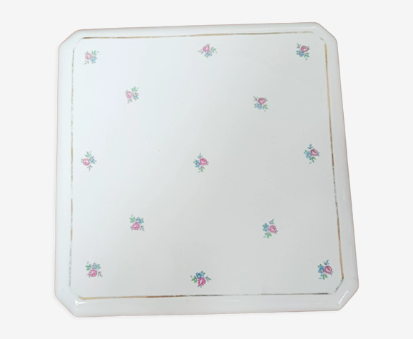 Dessous de plat en faïence fleurie