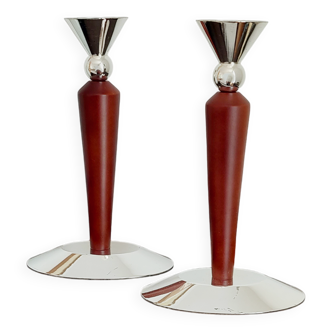 Set of 2 Memphis candle holders
