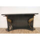 Vintage lacquered wooden console decorated with brass herons 1970