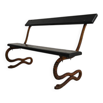 Antique Victorian cast iron snake garden bench