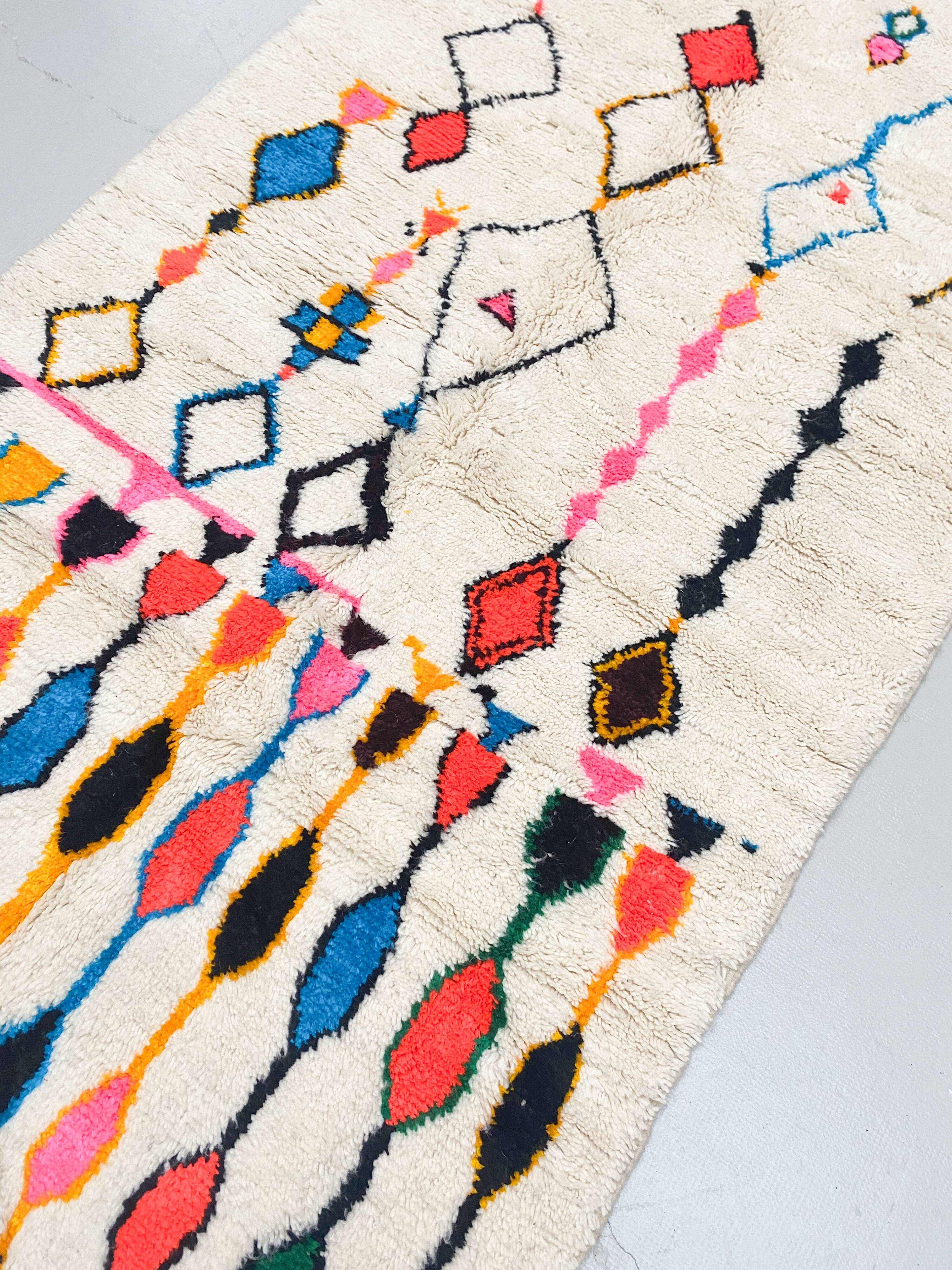 Colorful Azilal Moroccan Berber rug 2.56x1.48m